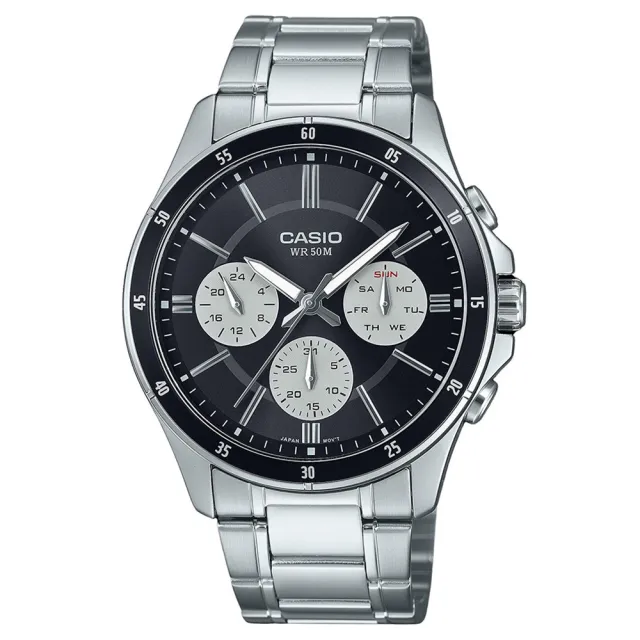 【CASIO 卡西歐】MTP-1374D-1A3  三眼賽車風格指針錶(時尚潮流 錶徑約4.35公分)