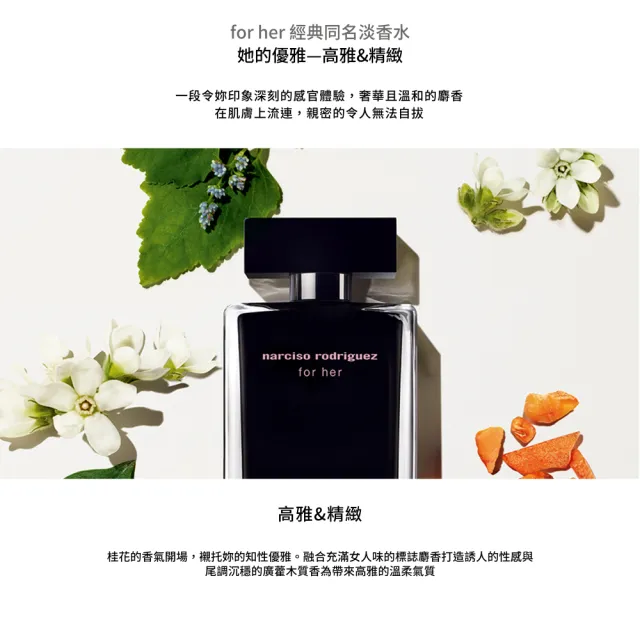 【NARCISO RODRIGUEZ】官方直營 for her 同名淡香水禮盒(同名淡香水100ml+純粹淡香精10ml)