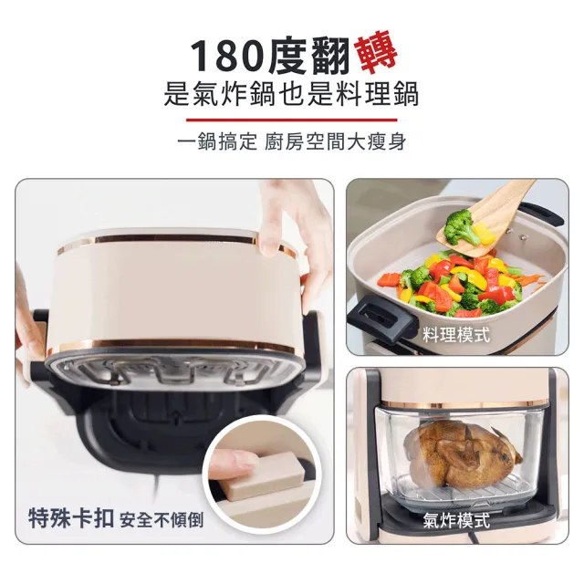【BOSO】迷你廚房 全能料理玻璃翻轉氣炸鍋/烘烤爐/氣炸烤箱/料理鍋