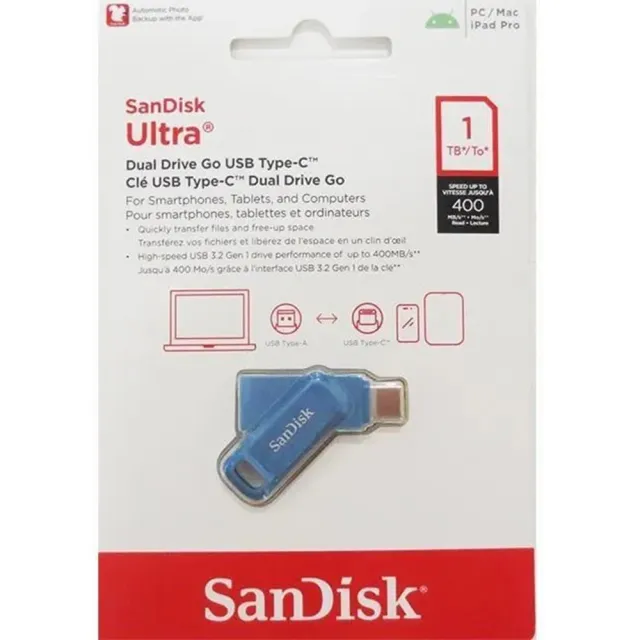 【SanDisk 晟碟】1TB Ultra GO TYPE-C SDDDC3 藍色 OTG USB 3.2 雙用隨身碟