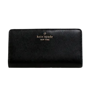 【KATE SPADE】MADISON立體金標防刮皮革扣式中長夾(經典黑)