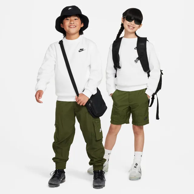 【NIKE 耐吉】長袖上衣 童裝 大童 男女童 大學T 磨毛 K NSW CLUB FLC CREW LS LBR 白 FD3006-100