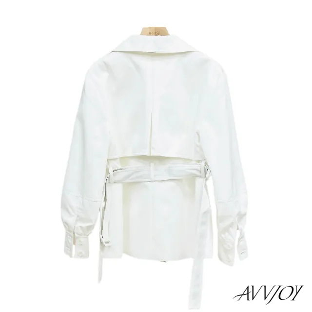 【AVVJOY 艾薇卓爾】系帶長風衣(上衣 外套 大衣 風衣 韓版風 長款風 防曬風衣 長款風衣 CLA0433OW)