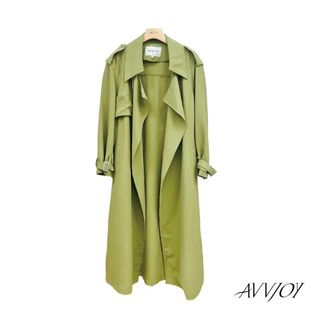 【AVVJOY 艾薇卓爾】系帶長風衣(上衣 外套 大衣 風衣 輕薄風 韓版風 長款風 防曬風衣 長款風衣 韓版風衣)