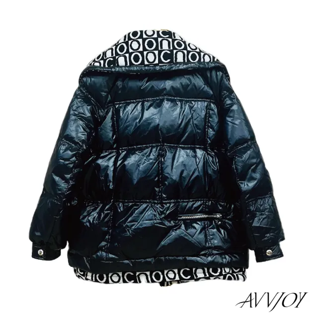 【AVVJOY 艾薇卓爾】假兩件羽絨外套(夾克 大衣 外套 羽絨 羽絨外套 長版外套 羽絨大衣 CLA0421OW)