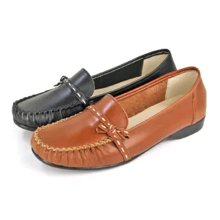 【GREEN PHOENIX 波兒德】女鞋 莫卡辛 休閒鞋 便鞋 平底鞋 全真皮 台灣製(棕色、黑色)