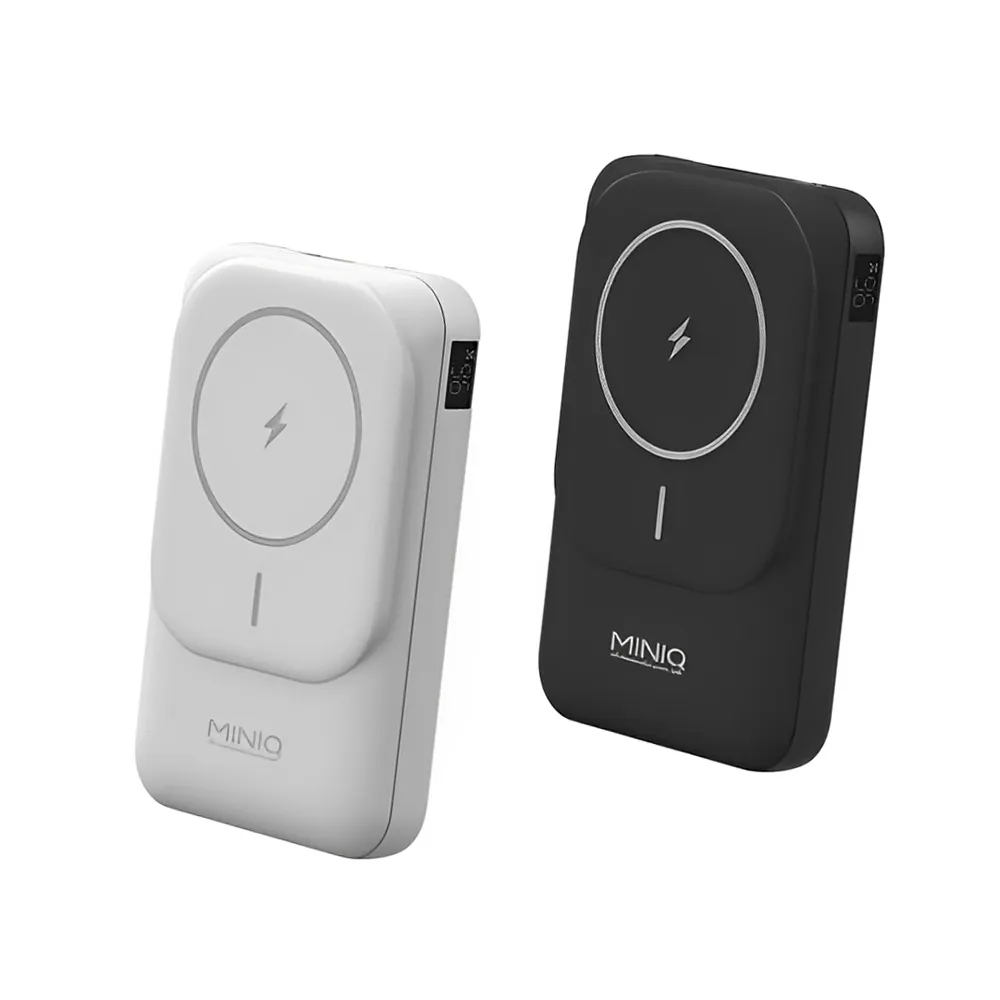 【mini Q】MD-BP075-Qi 15W數顯磁吸無線充行動電源10000mah(自帶線Type-C+USB｜收合支架｜雙向充電)