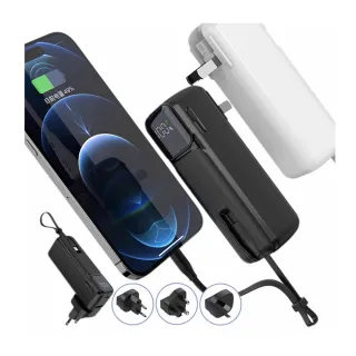 【HANG】AC1 5000mAh 20W 自帶插頭可折疊 帶Type-C線行動電源充電器-旅行組附轉接頭