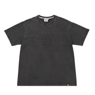 【Dickies】男女款黑色重磅純棉水洗胸前Logo印花休閒短袖T恤｜DK0A87U2BLK
