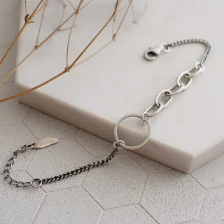 【BLUMA】925純銀個性手鍊 哲學家純銀手鍊(女生禮物 中性手鏈 大小圓圈 復古泰銀 鎖鏈手鏈