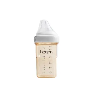 【hegen 總代理】金色奇蹟PPSU多功能方圓型寬口奶瓶 240ml(象牙白)