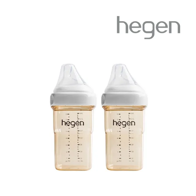 【hegen】總代理｜PCTO™金色奇蹟PPSU多功能方圓型寬口奶瓶 240ml 雙瓶組(象牙白)