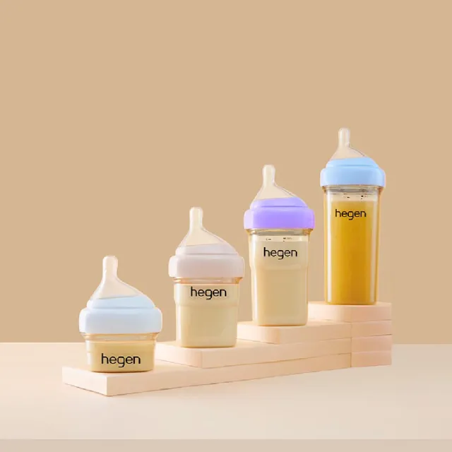 【hegen】總代理｜PCTO™金色奇蹟PPSU多功能方圓型寬口奶瓶 330ml 雙瓶組(象牙白)