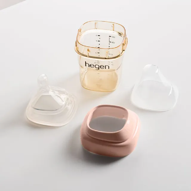 【hegen】總代理｜PCTO™金色奇蹟PPSU多功能方圓型寬口奶瓶 330ml 雙瓶組(象牙白)