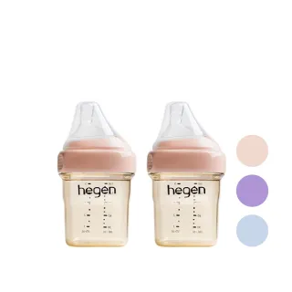 【hegen 總代理】PCTO™ 金色奇蹟PPSU多功能方圓型寬口奶瓶 150ml 雙瓶組(嫣粉/沁藍/漾紫)