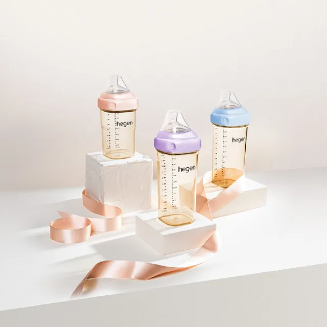 【hegen】總代理｜PCTO™金色奇蹟PPSU多功能方圓型寬口奶瓶 150ml(嫣粉/沁藍/漾紫)