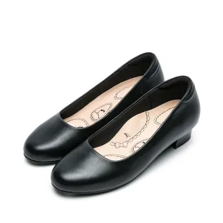 【DIANA】輕彈舒適OL真皮低跟制鞋-漫步雲端布朗尼美人款(黑色)