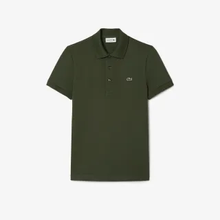 【LACOSTE】男裝-經典修身短袖Polo衫(杉木綠)