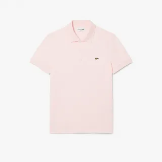 【LACOSTE】男裝-經典修身短袖Polo衫(淺粉紅色)