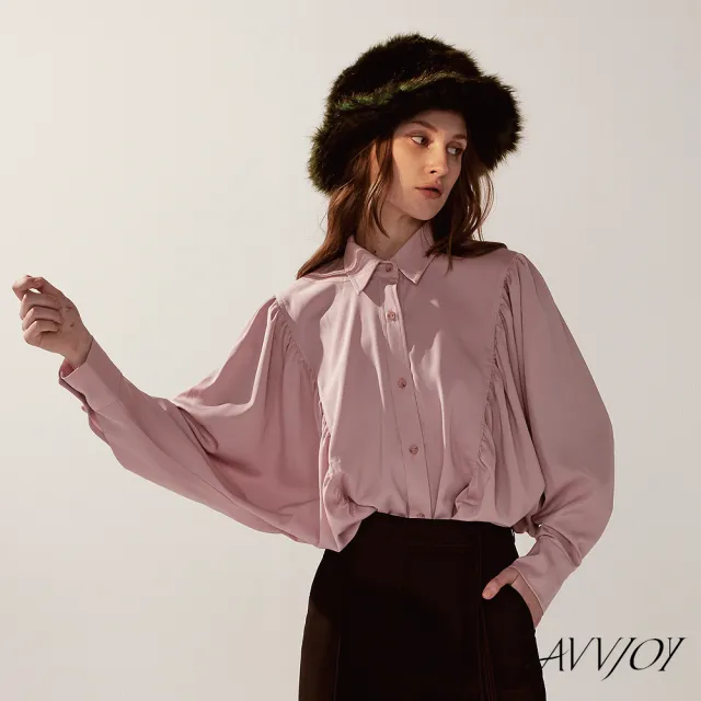 【AVVJOY 艾薇卓爾】蝙蝠袖襯衫(襯 上衣 長袖 襯衫 學生風 襯衫女 長袖襯衫 CLA0428TP)