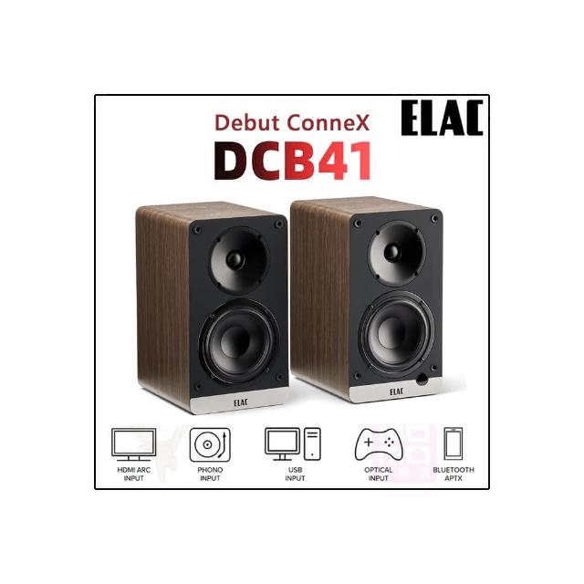 ELAC DCB41 是一款來自德國的優質組合式音響，採用黑色系設計，尺寸僅四吋，重量300g，便於攜帶。支援藍芽Bluetooth連線，無需WiFi即可輕鬆播放音樂。提供單曲播放、編曲播放、隨機播放及迴圈播放模式，讓您盡享多樣化聆聽體驗。無額外配件，保固1年，並透過NCC認證（CCAH23LP2490T6）及BSMI許可（R55156），品質保證。