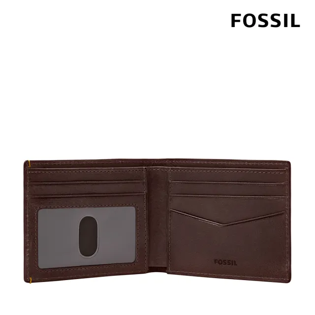 【FOSSIL】Bronson 圖騰壓紋真皮證件格皮夾-義式咖啡色 ML4563206 (禮盒組附鐵盒)