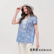 【KERAIA 克萊亞】藍瓷流韻假兩件式棉質上衣