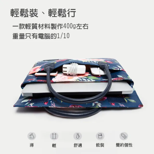 【BONum 博紐】雙11 花漾14吋皮革筆電單肩包(超纖皮 防水包  單肩 筆電包 電腦包 滑鼠包 電源包