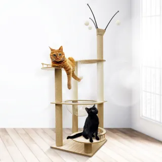 【貓本屋】太空艙木紋多層貓跳台(132cm)
