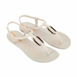 【IPANEMA】簡約橢圓釦飾人字涼拖鞋(米色)