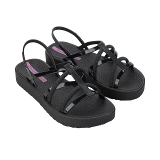 【IPANEMA】多層次交叉細帶涼拖鞋(黑色)