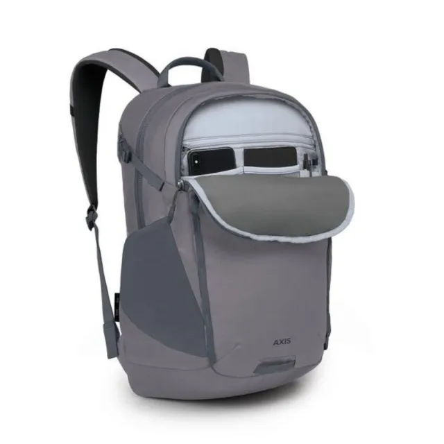 【Osprey】雙11 Axis 24 多功能通勤電腦背包 聲波灰 Soundwave Grey(休閒後背包 雙肩後背包 筆電