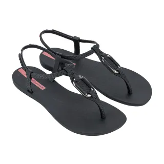 【IPANEMA】簡約橢圓釦飾人字涼拖鞋(黑色)