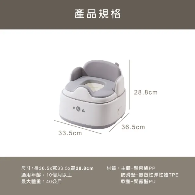 【KU.KU. 酷咕鴨】KUKU PLUS豪華軟墊三合一學習便器馬桶(淺茶棕/曜石灰)