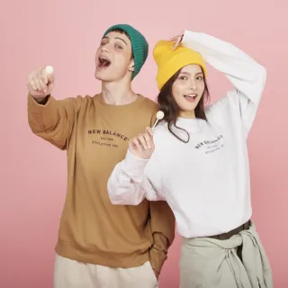 【NEW BALANCE】NB 刺繡文字長袖上衣_淺灰/棕_MT43558AHH_MT43558GIN_男性(美版 版型偏大)