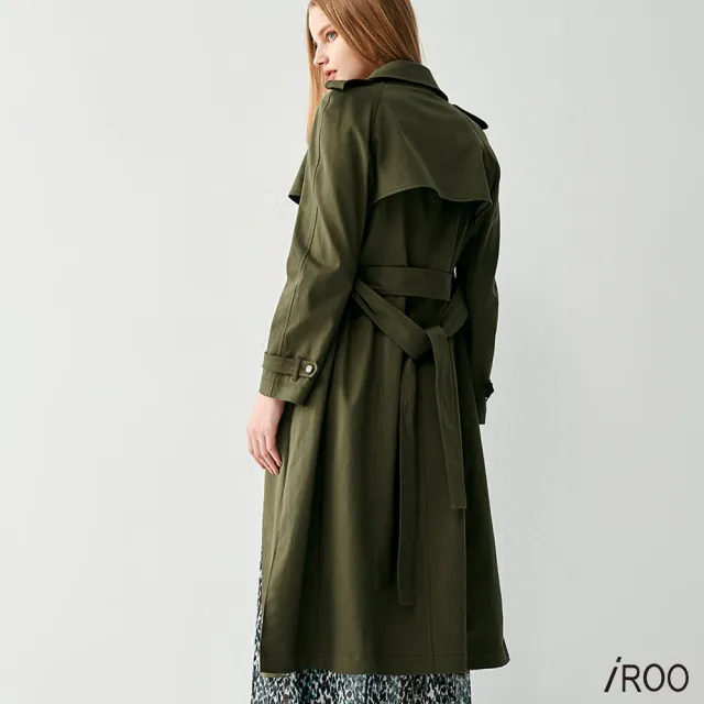 【iROO】銅綠色經典風衣