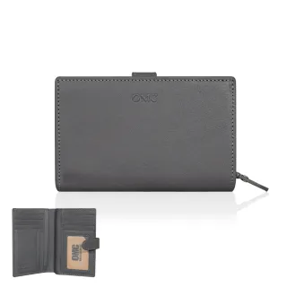 【OMC•植鞣革】 舌扣零錢袋牛皮中夾95139(灰色)