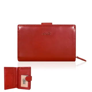 【OMC•植鞣革】 舌扣零錢袋牛皮中夾95139(紅色)