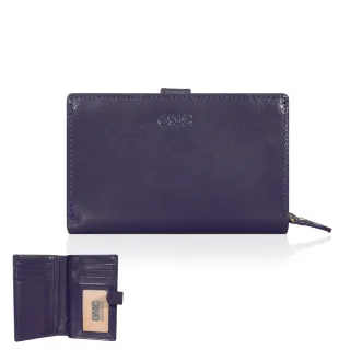 【OMC•植鞣革】 舌扣零錢袋牛皮中夾95139(深紫)