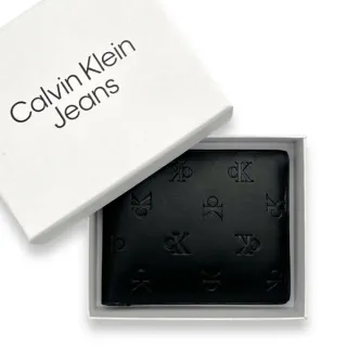 【CALVIN KLEIN】專櫃禮盒 CK 男生 短夾 滿版壓紋LOGO 男款 多卡 皮夾(4G1020G 送禮首選)