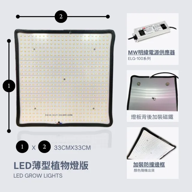 【JIUNPEY 君沛】君沛植物燈 LED100W薄型植物燈板 100瓦磁吸式 雙色光譜設計有助於提高栽培效率(植物燈)