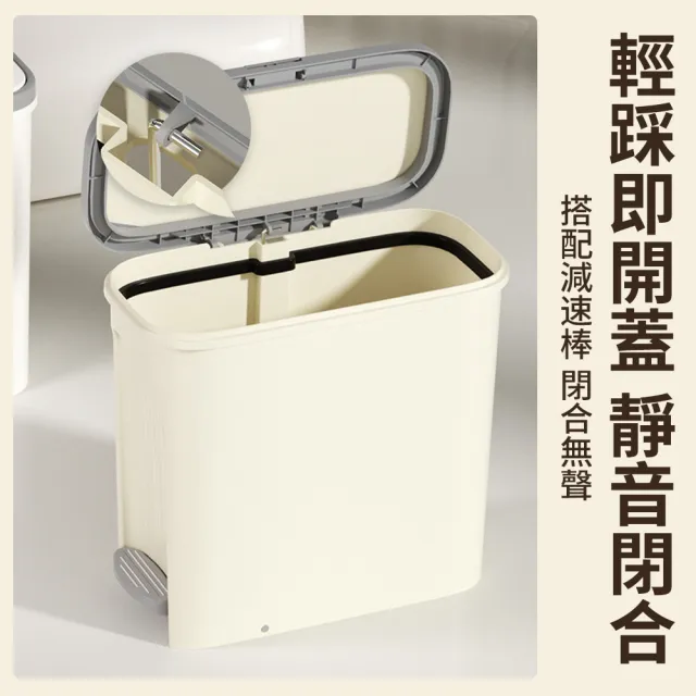 【喜尚XISHANG】緩降式垃圾桶 窄邊大容量垃圾桶(夾縫垃圾桶 廚房垃圾桶 客廳垃圾桶 腳踏按壓雙開關)