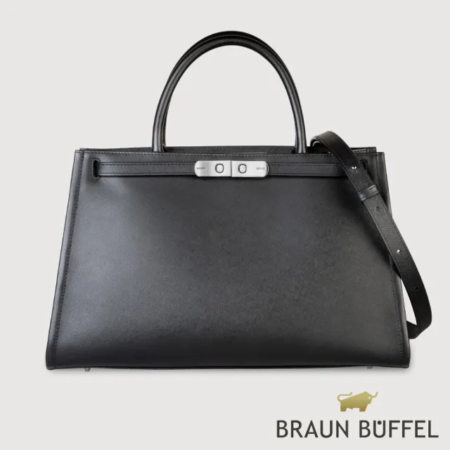 【BRAUN BUFFEL 德國小金牛】尤妮爾 公事包-黑色(BF867-65-BK) 女包送禮推薦