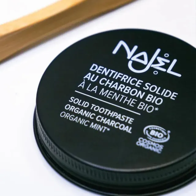 即期品【法國NAJEL】有機炭薄荷固體牙膏33gx4入組(總代理公司貨)