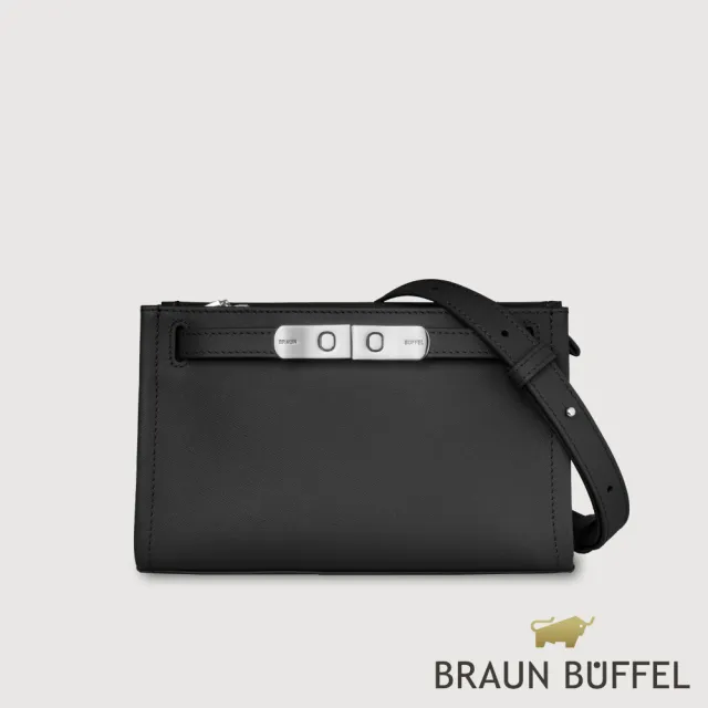 【BRAUN BUFFEL 德國小金牛】尤妮爾 斜背包-黑色(BF867-11-BK) 女包送禮推薦