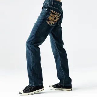 【BLUE WAY】男款 青海波側鬼中腰 直筒褲 牛仔褲-鬼洗