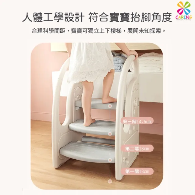 【Caring】兒童扶手階梯凳-可愛小羊駝(升級版 學習椅 椅凳)