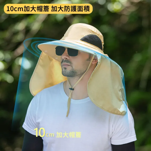 【MUAN】可拆卸披肩遮臉脖頸防曬帽 UPF50+大帽簷速乾遮陽帽 (登山釣魚/戶外太陽帽)