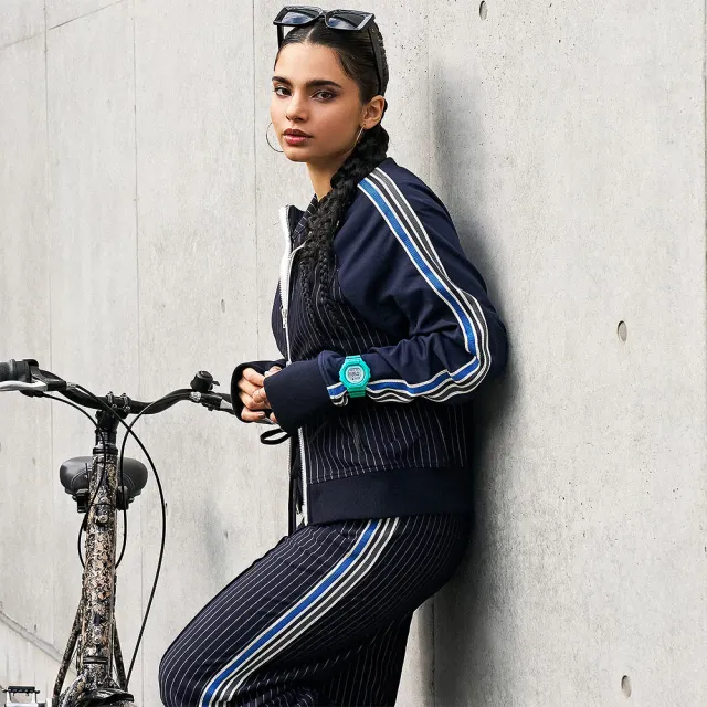 【CASIO 卡西歐】G-SHOCK 計步藍芽手錶 清爽色彩女錶-藍綠色 過年送禮 禮物 推薦(GMD-B300SC-2)