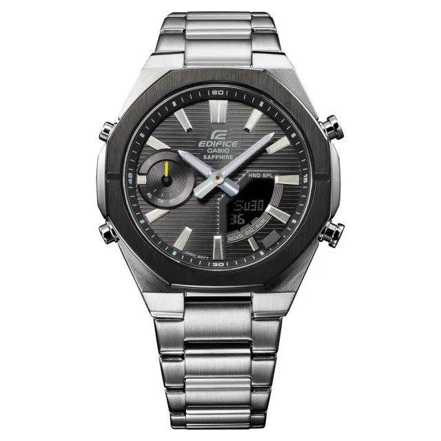 【CASIO 卡西歐】EDIFICE 纖薄系列/太陽能雙顯系列藍芽款/46mm(ECB-S10DB-1A)